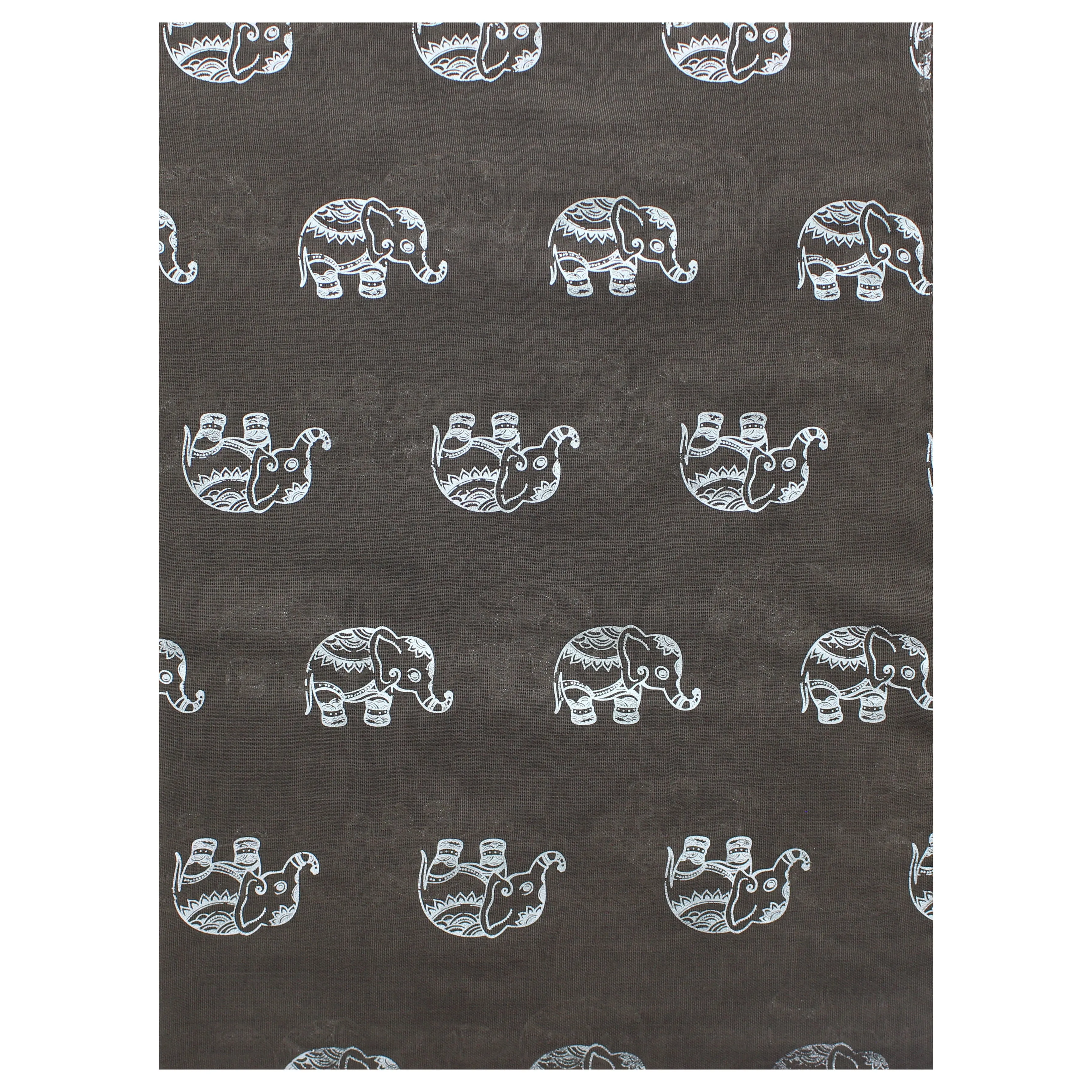 Scarf with Silver Foil Elephants