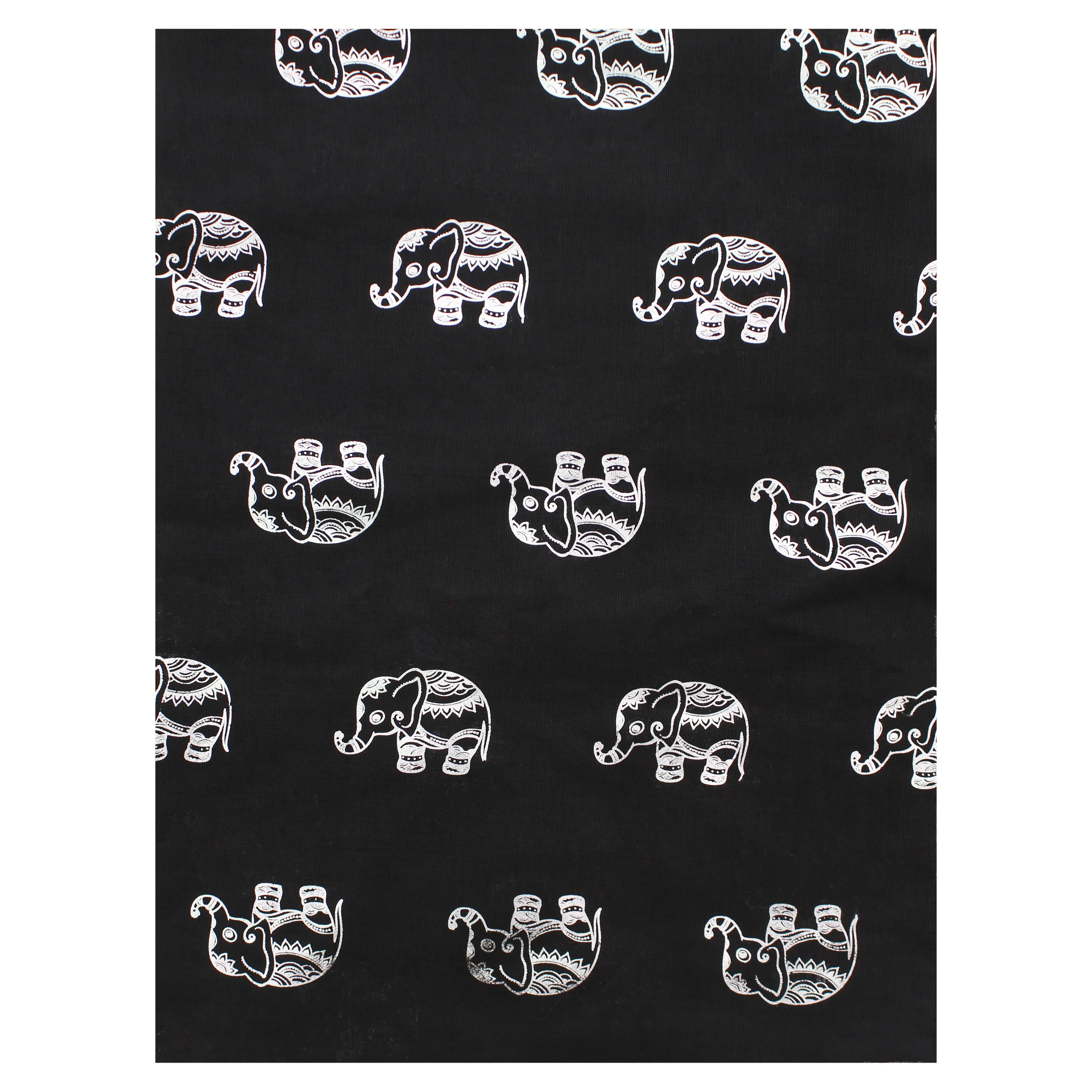 Scarf with Silver Foil Elephants