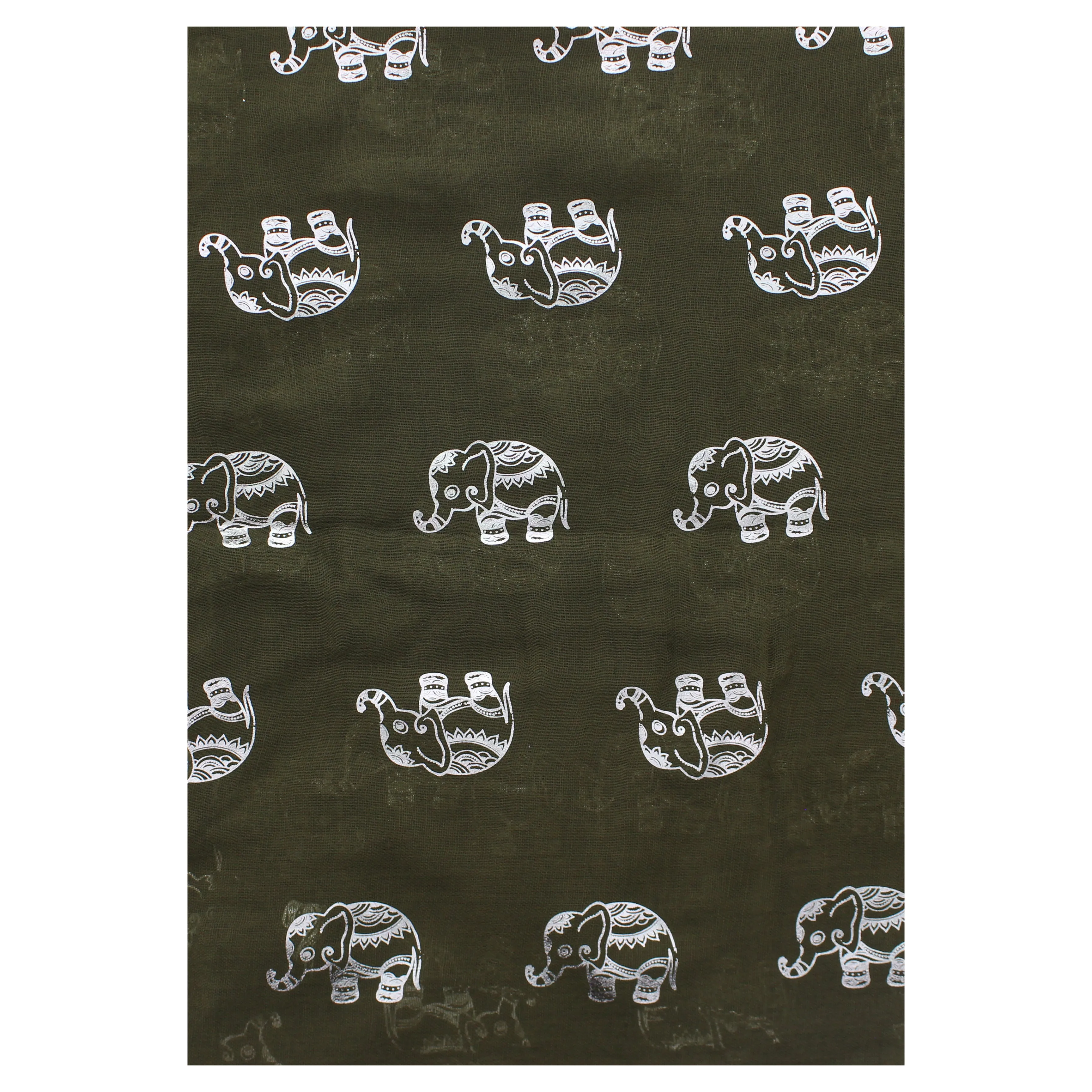 Scarf with Silver Foil Elephants