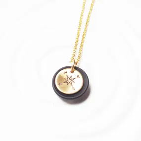 Sea Glass Compass Necklace | Gold Compass Charm