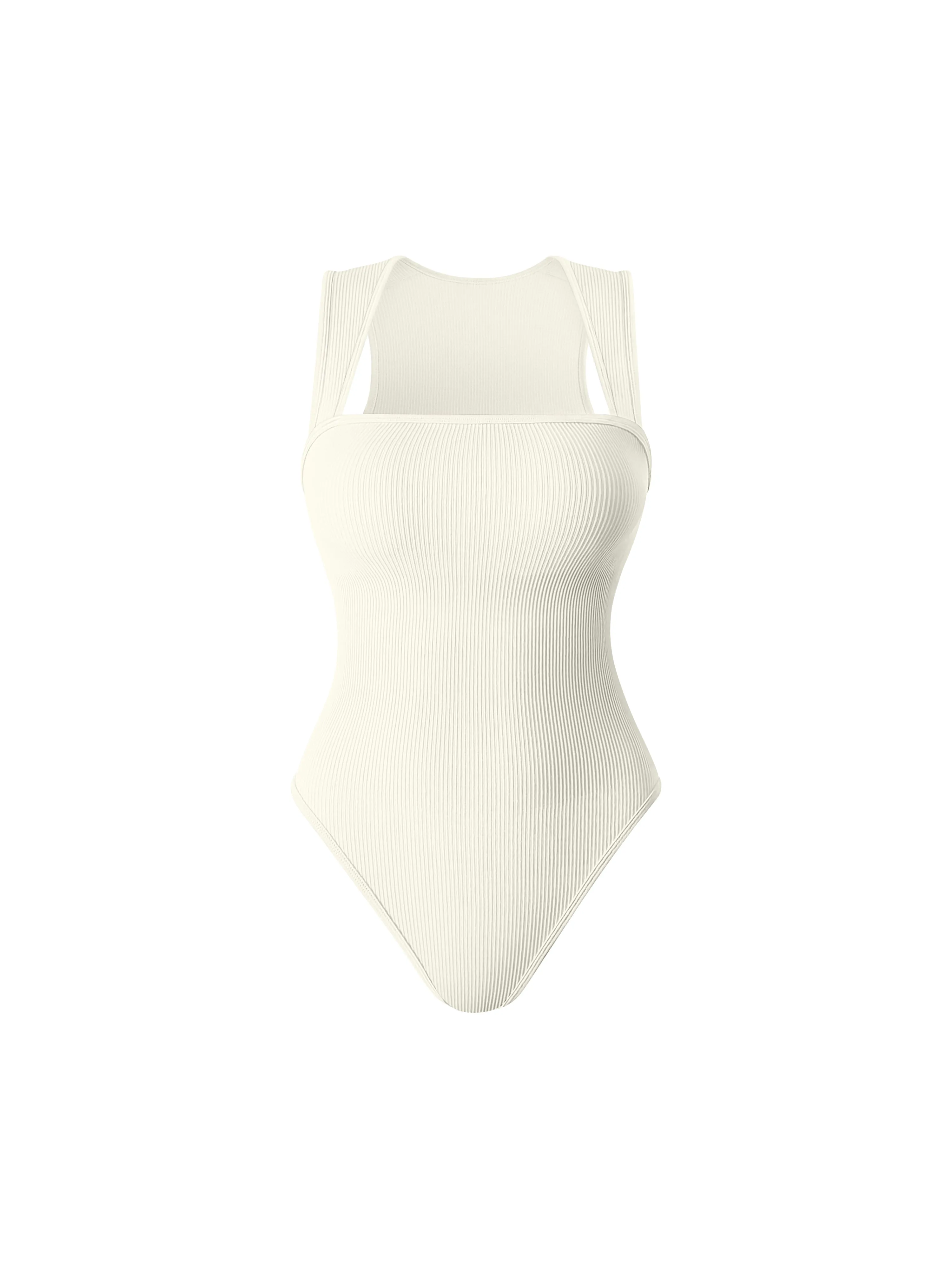 Seamless Bodysuit with Racerback and Wide Shoulder Straps