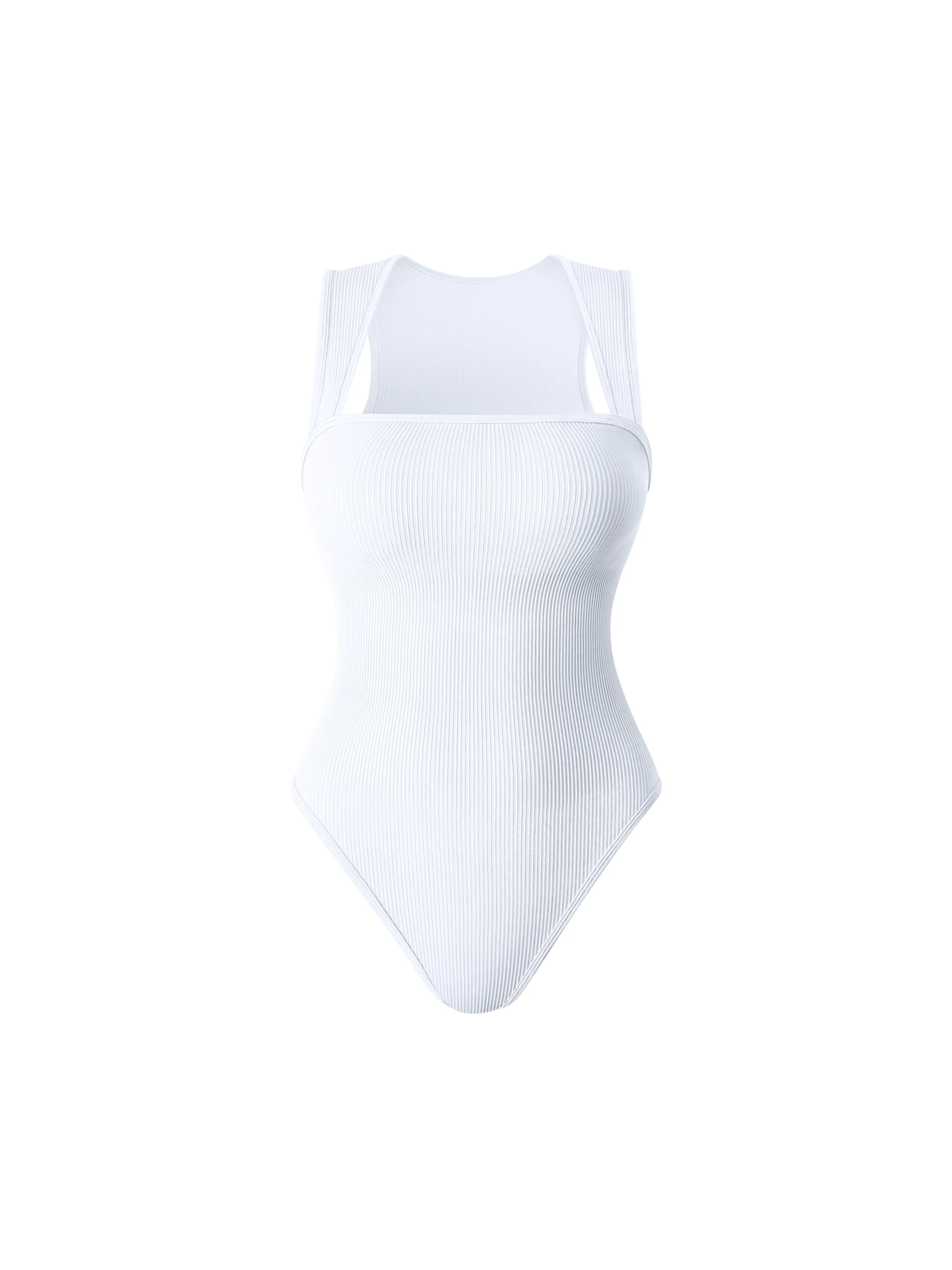 Seamless Bodysuit with Racerback and Wide Shoulder Straps