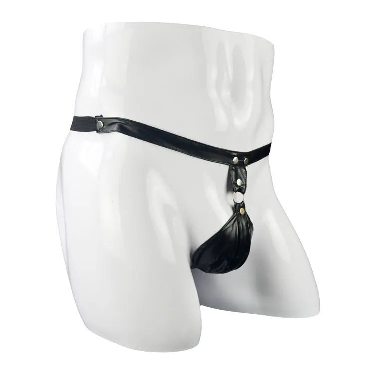 Sexy Low-rise Men's leather thong T-pants