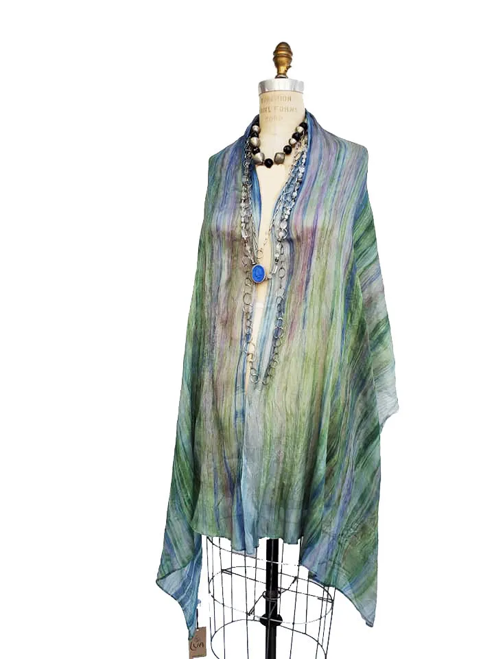 Shawl Hand Painted Silk Watercolor