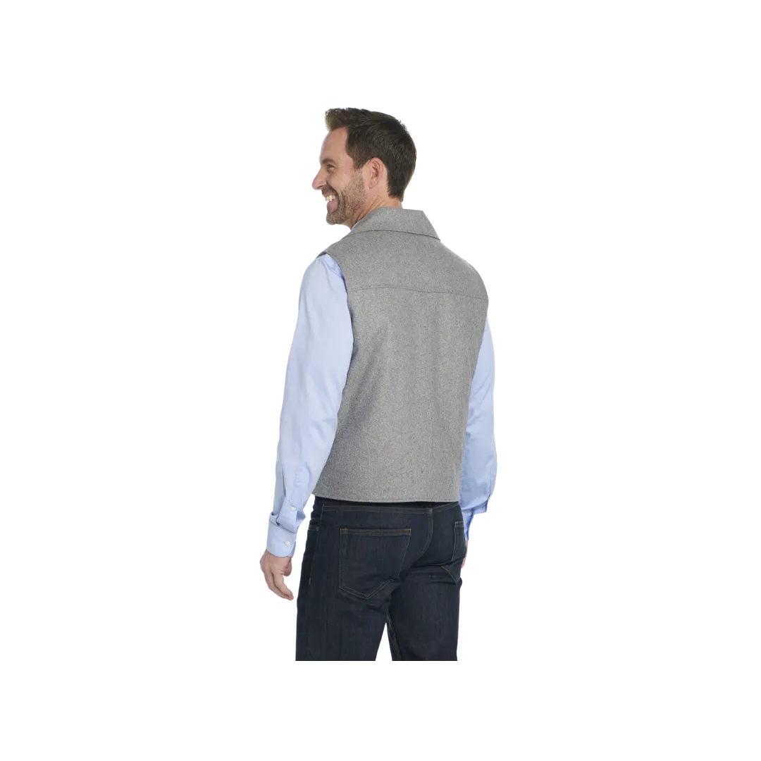 Sidran Men's Wool Melton Snap Front Collared Concealed Carry Pocket Dove Grey Vest