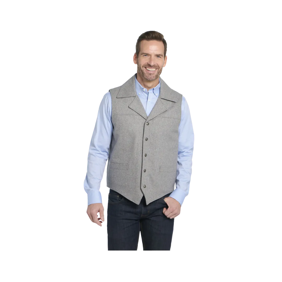 Sidran Men's Wool Melton Snap Front Collared Concealed Carry Pocket Dove Grey Vest