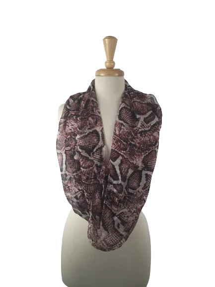 SIS-03 -  Infinity Silk Scarf with Mixed Reptile Print