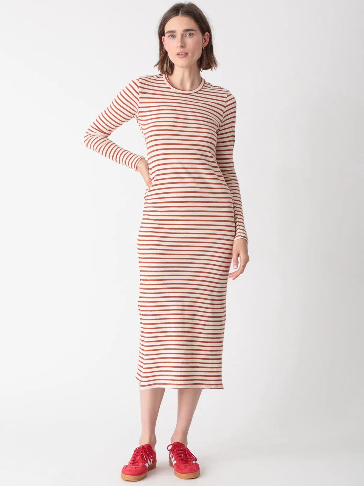 Skyler Dress - Ivory / Amber Stripe