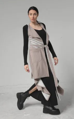 Sleeveless Cardigan with Belt