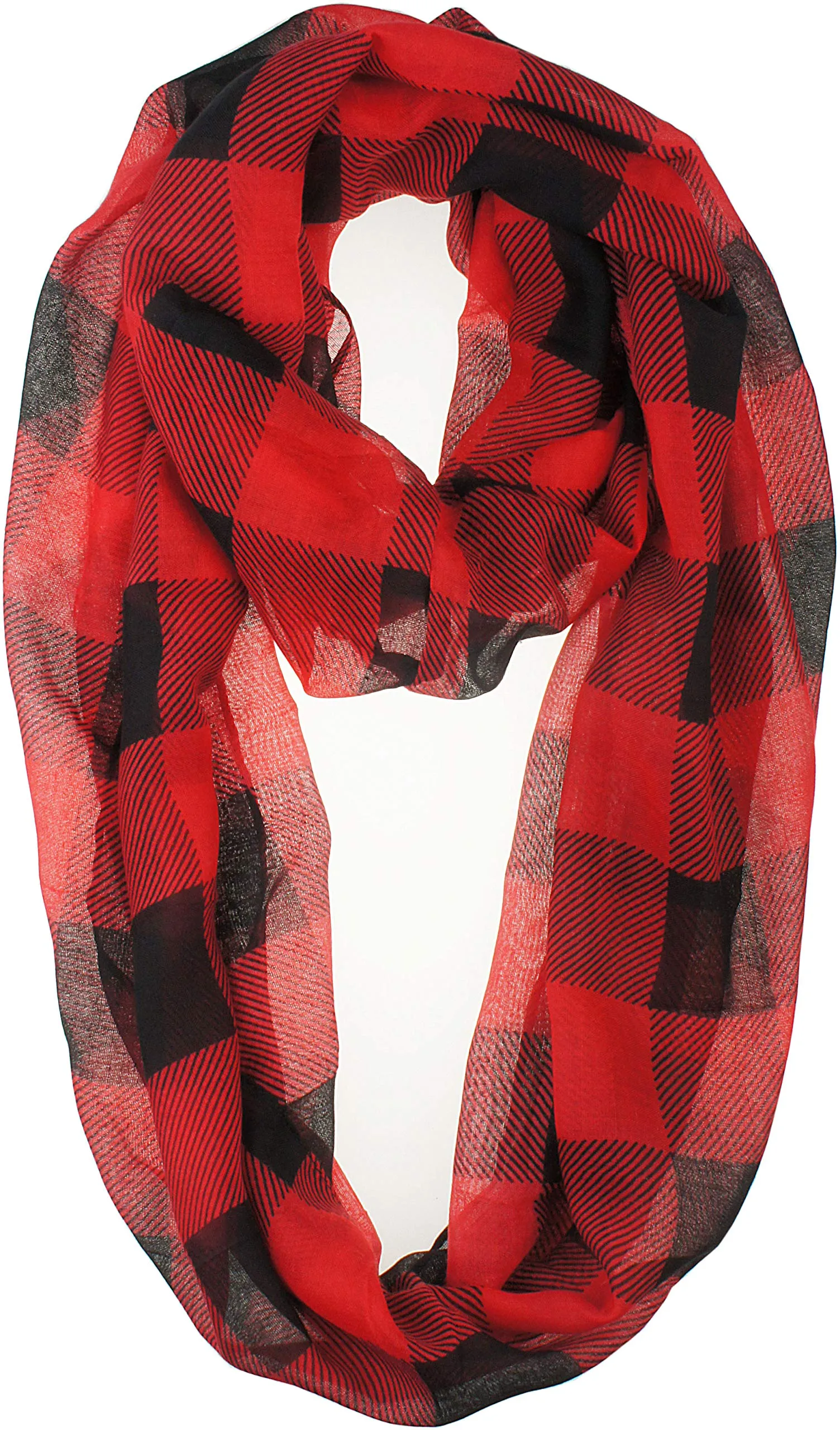 Soft Light Weight Plaid Tartan Sheer Infinity Scarf Shawl Wrap