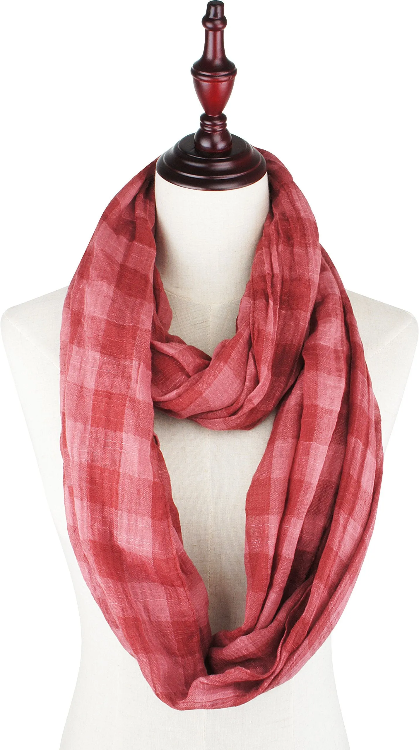 Soft Light Weight Plaid Tartan Sheer Infinity Scarf Shawl Wrap