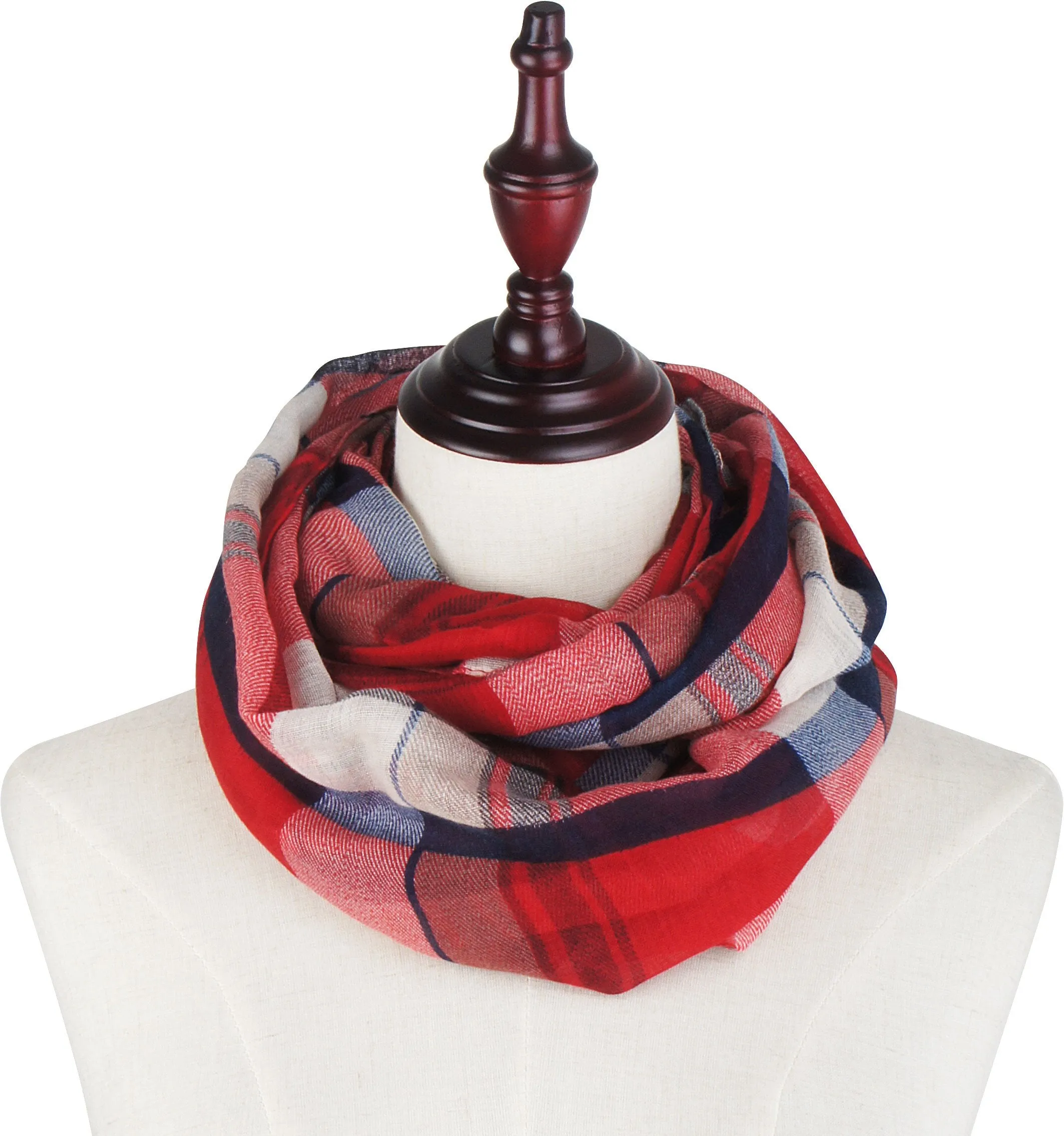 Soft Light Weight Plaid Tartan Sheer Infinity Scarf Shawl Wrap