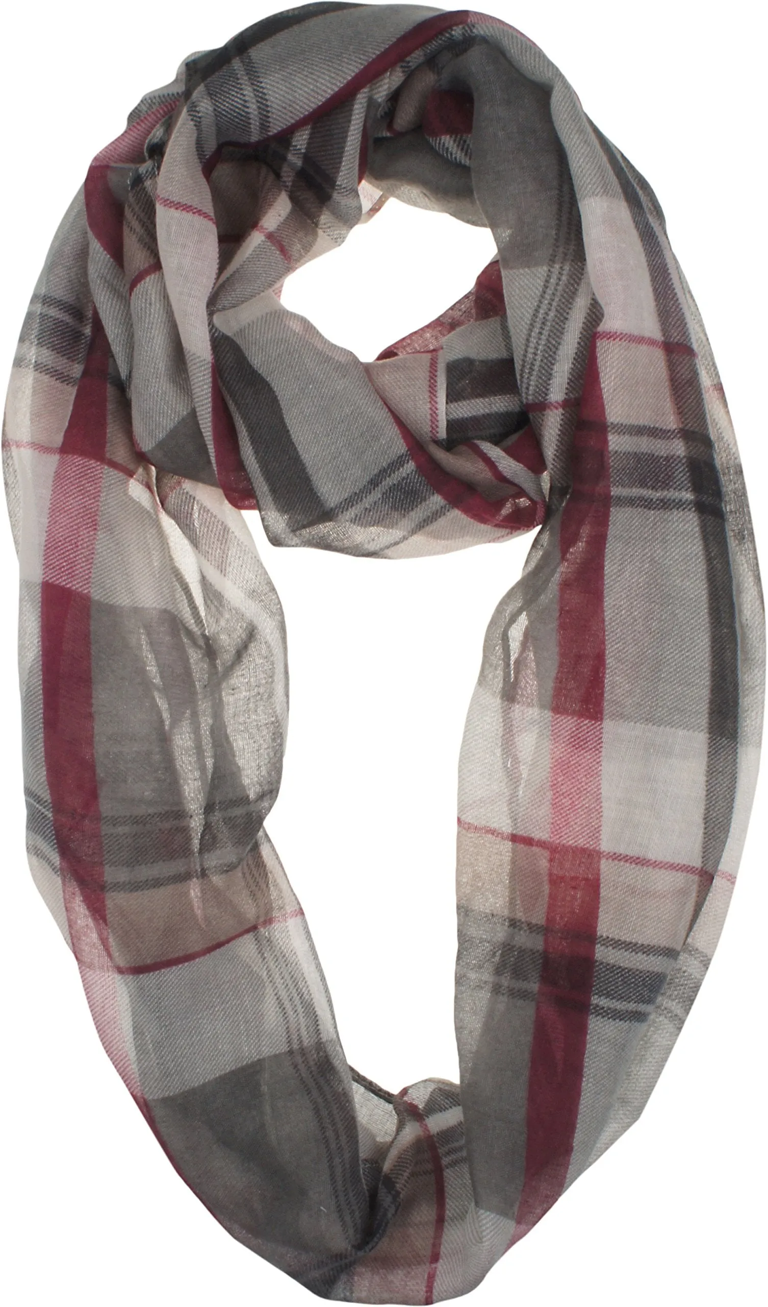 Soft Light Weight Plaid Tartan Sheer Infinity Scarf Shawl Wrap