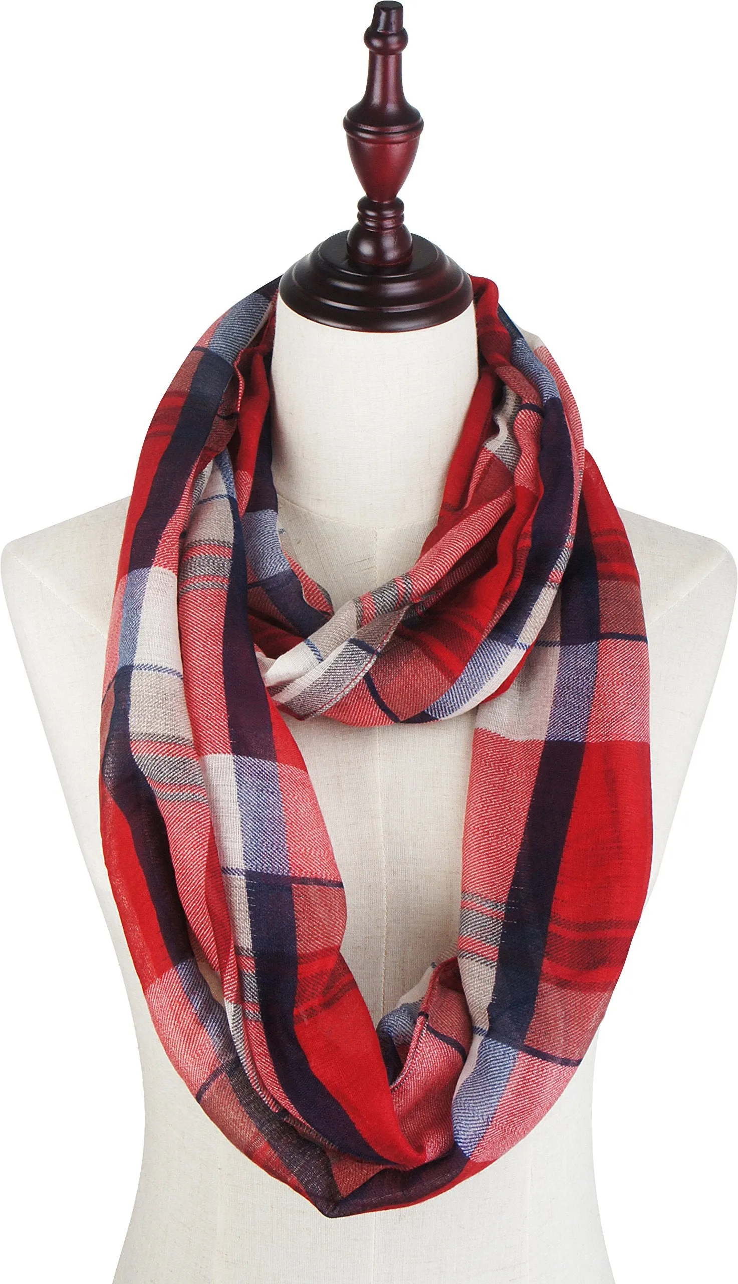 Soft Light Weight Plaid Tartan Sheer Infinity Scarf Shawl Wrap