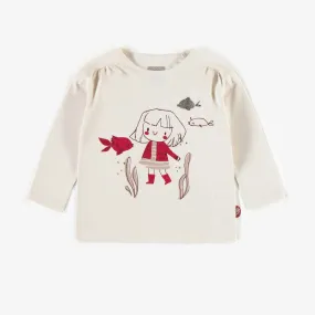 Souris Mini Baby Girl Long Sleeve T-shirt - Cream