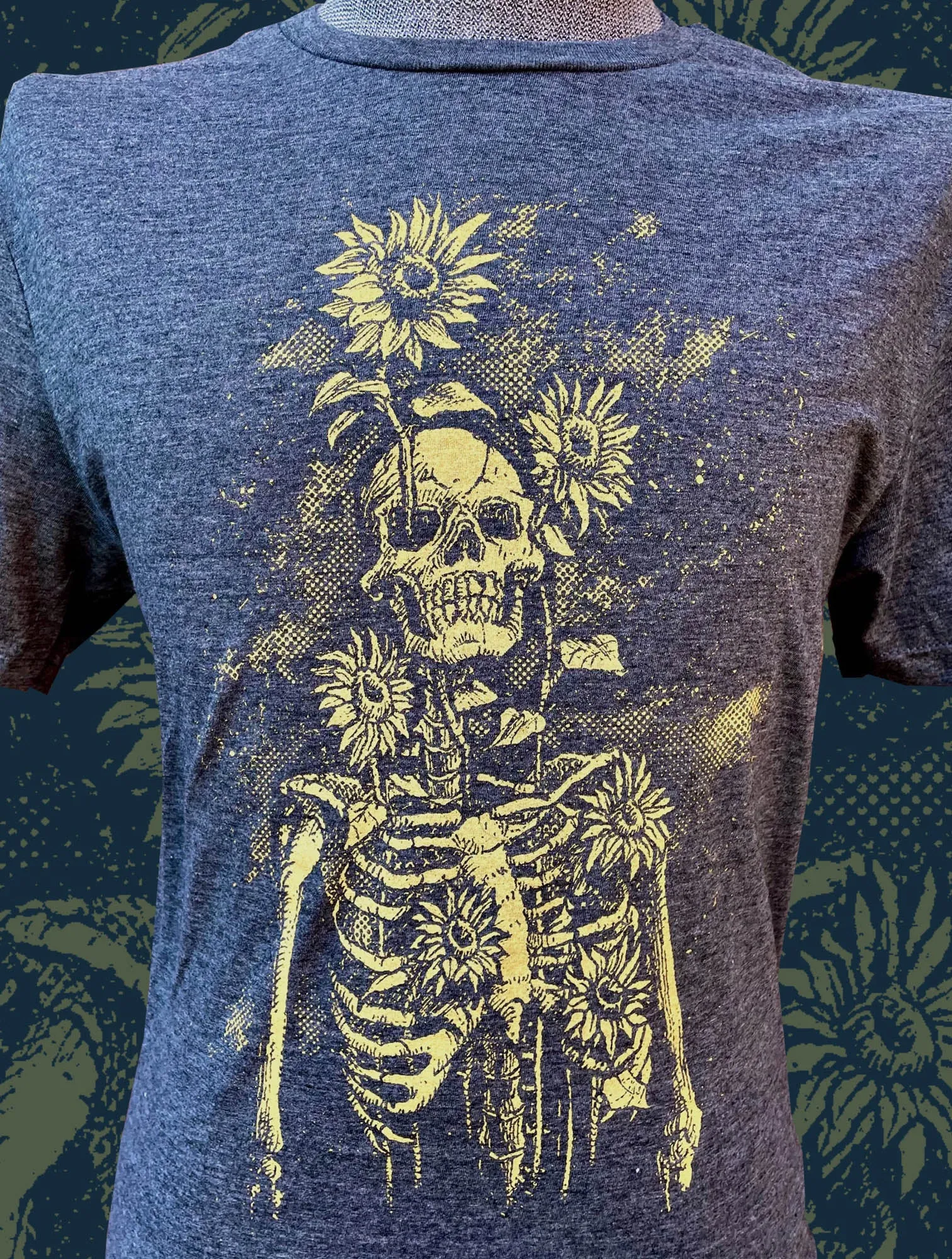 Sunflowers and Skeletons - Unisex Crew Neck Tee