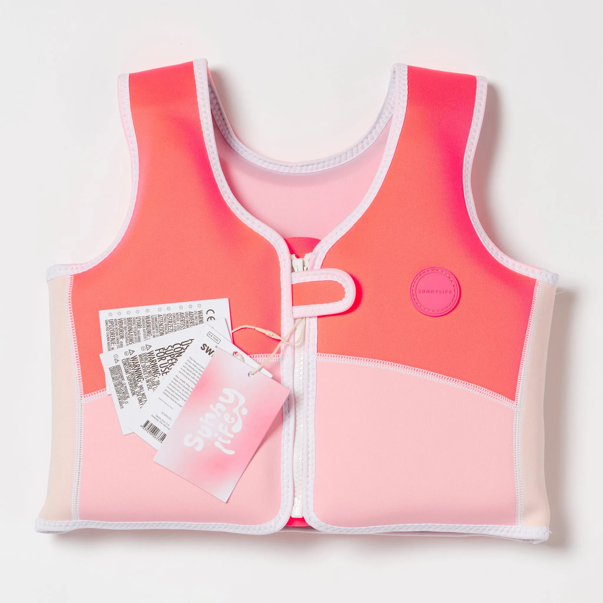 SUNNYLIFE - Melody the Mermaid Swim Vest Neon Strawberry