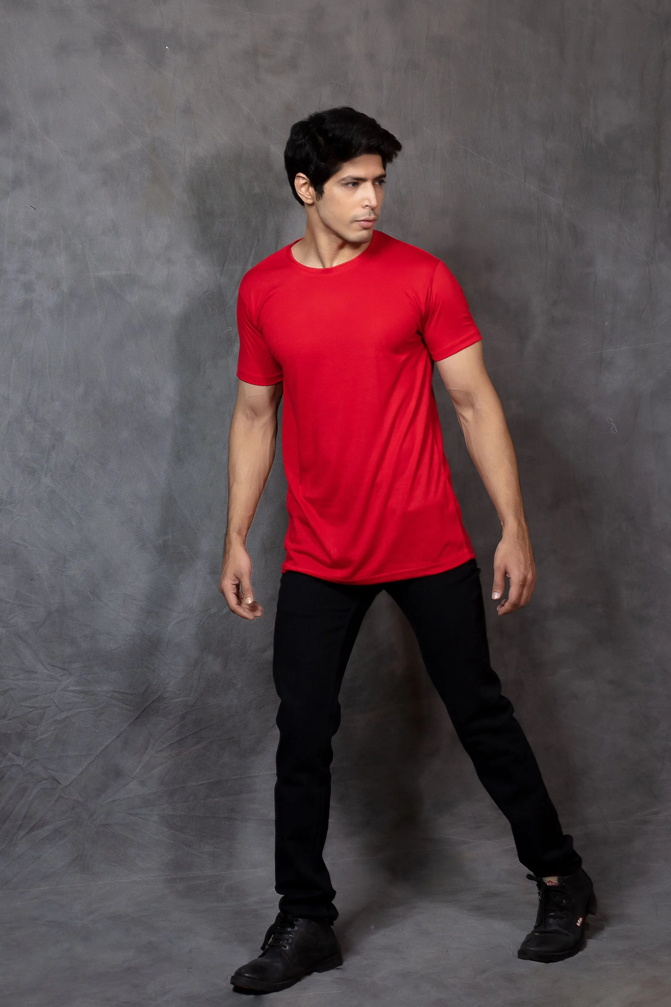 T-shirt - Best Men Red Solid Round Neck Pure Cotton