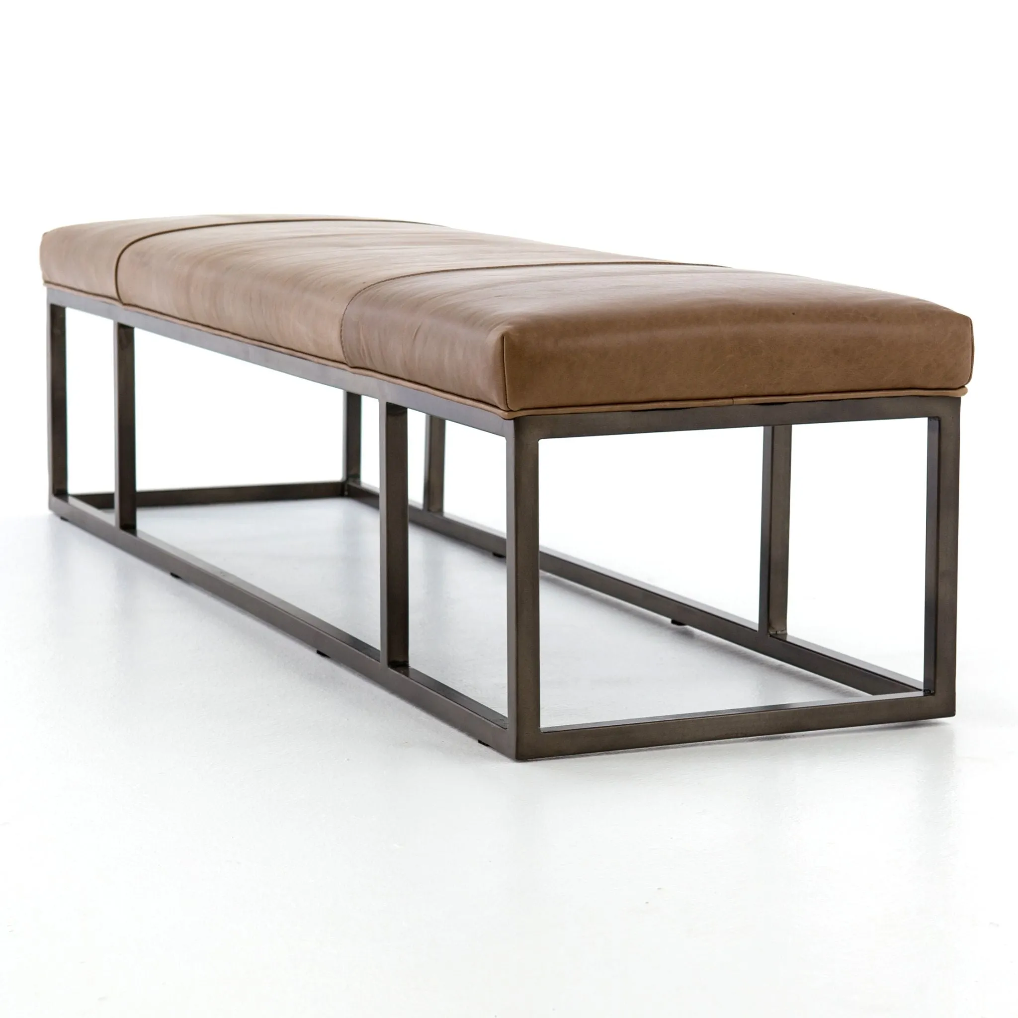 Tailored Bench, Leather Warm Taupe Dakota