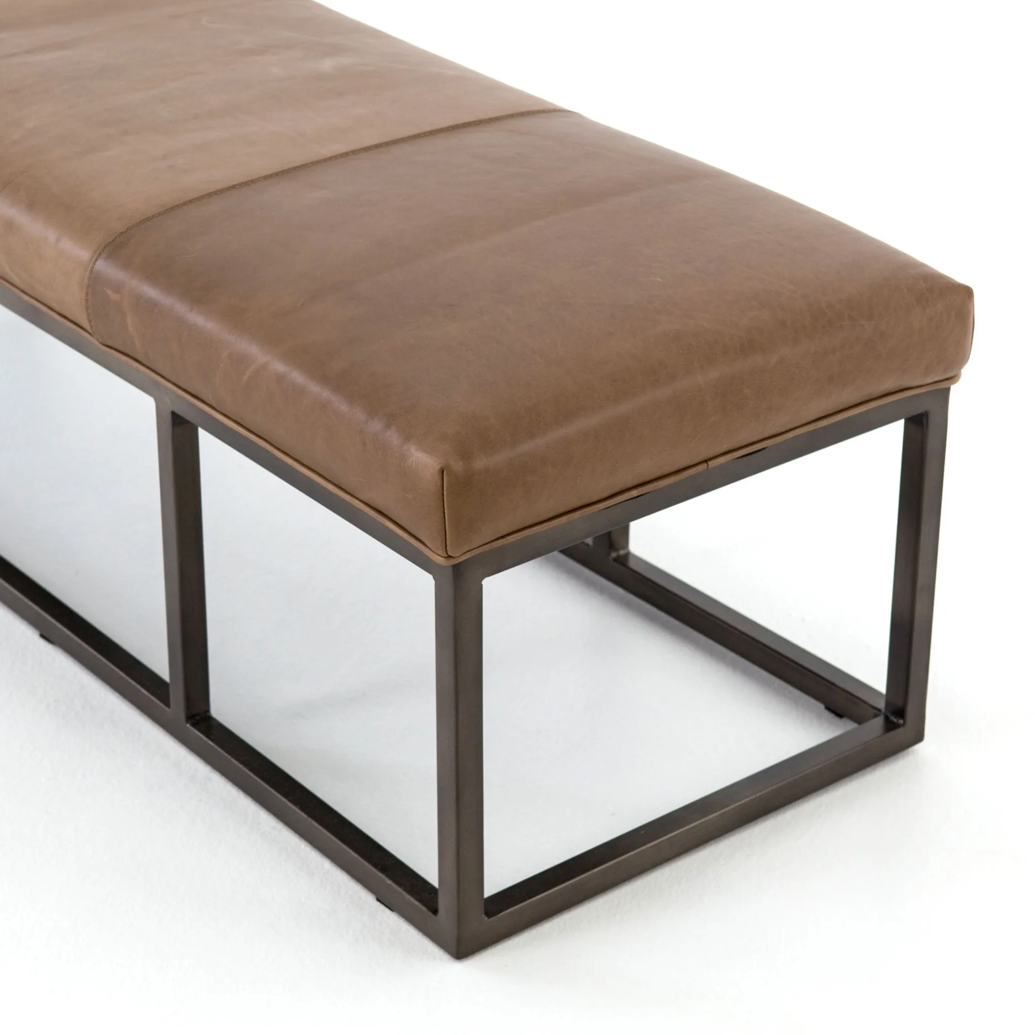 Tailored Bench, Leather Warm Taupe Dakota