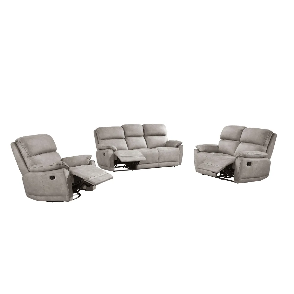 Taupe Microfiber Glider Recliner with Pillow Armrests