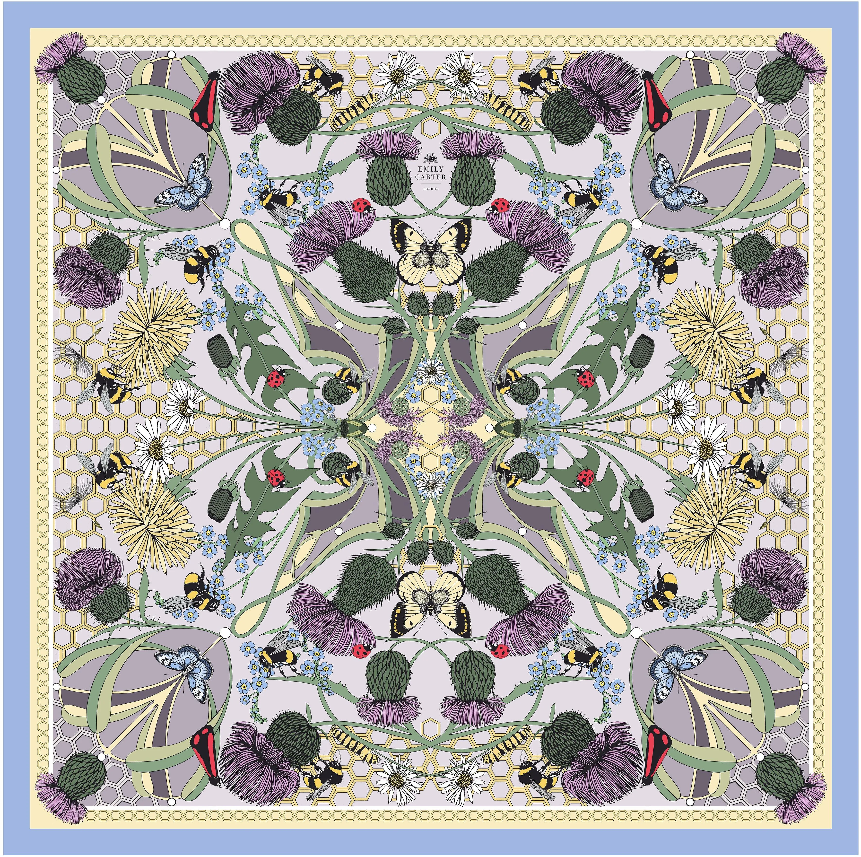 The Honey Bee & Thistle Silk Scarf | 90x90cm