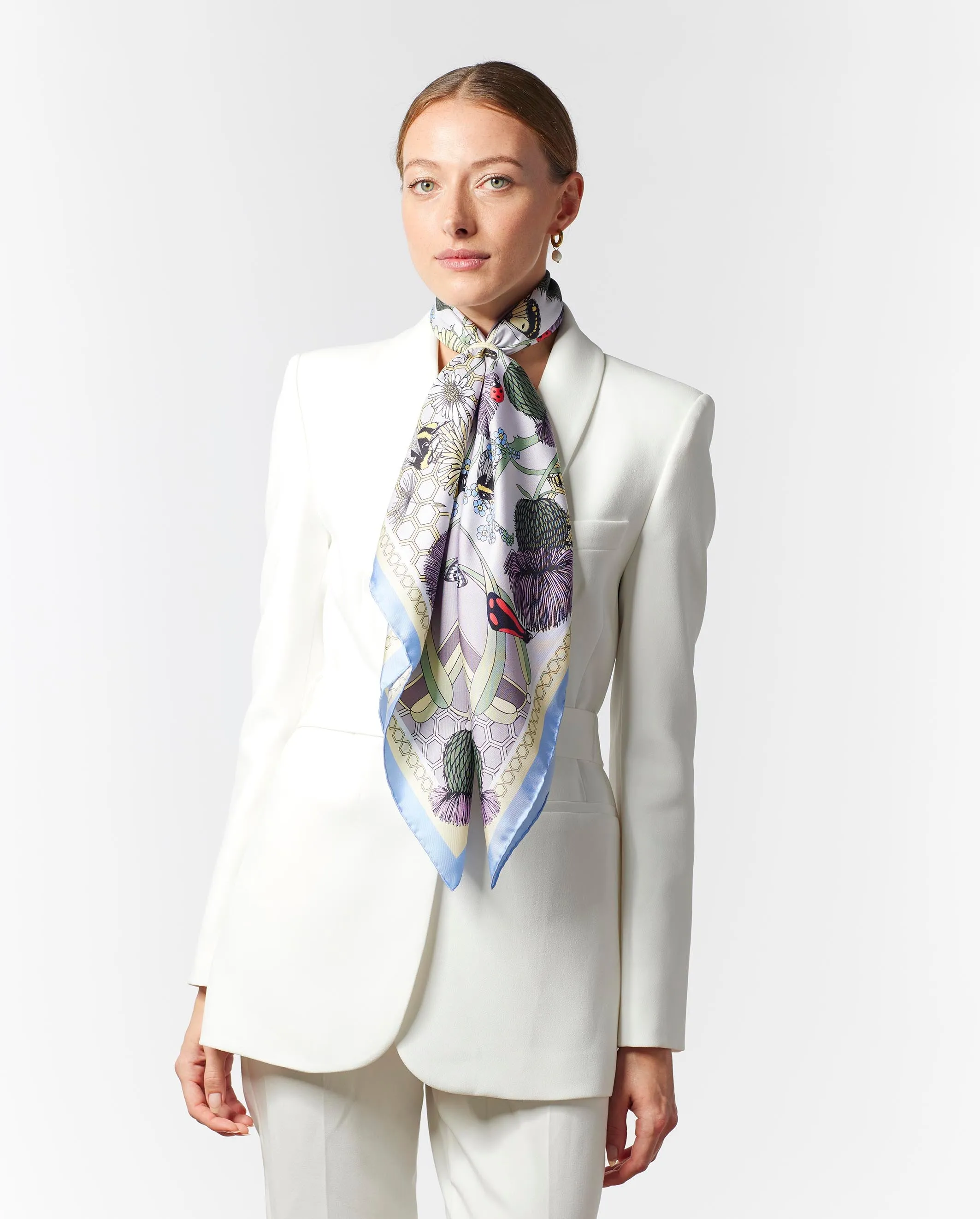 The Honey Bee & Thistle Silk Scarf | 90x90cm