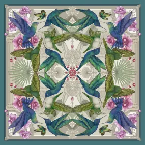 The Hummingbird Temple Scarf | Wool/Silk | 130x130cm [Preorder]