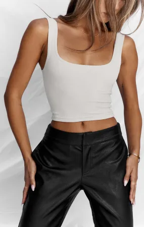 THE LUXE RIB CROP - STONE