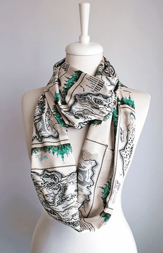 The Wonderful Wizard of Oz Map Infinity Scarf Handmade Limited Edition