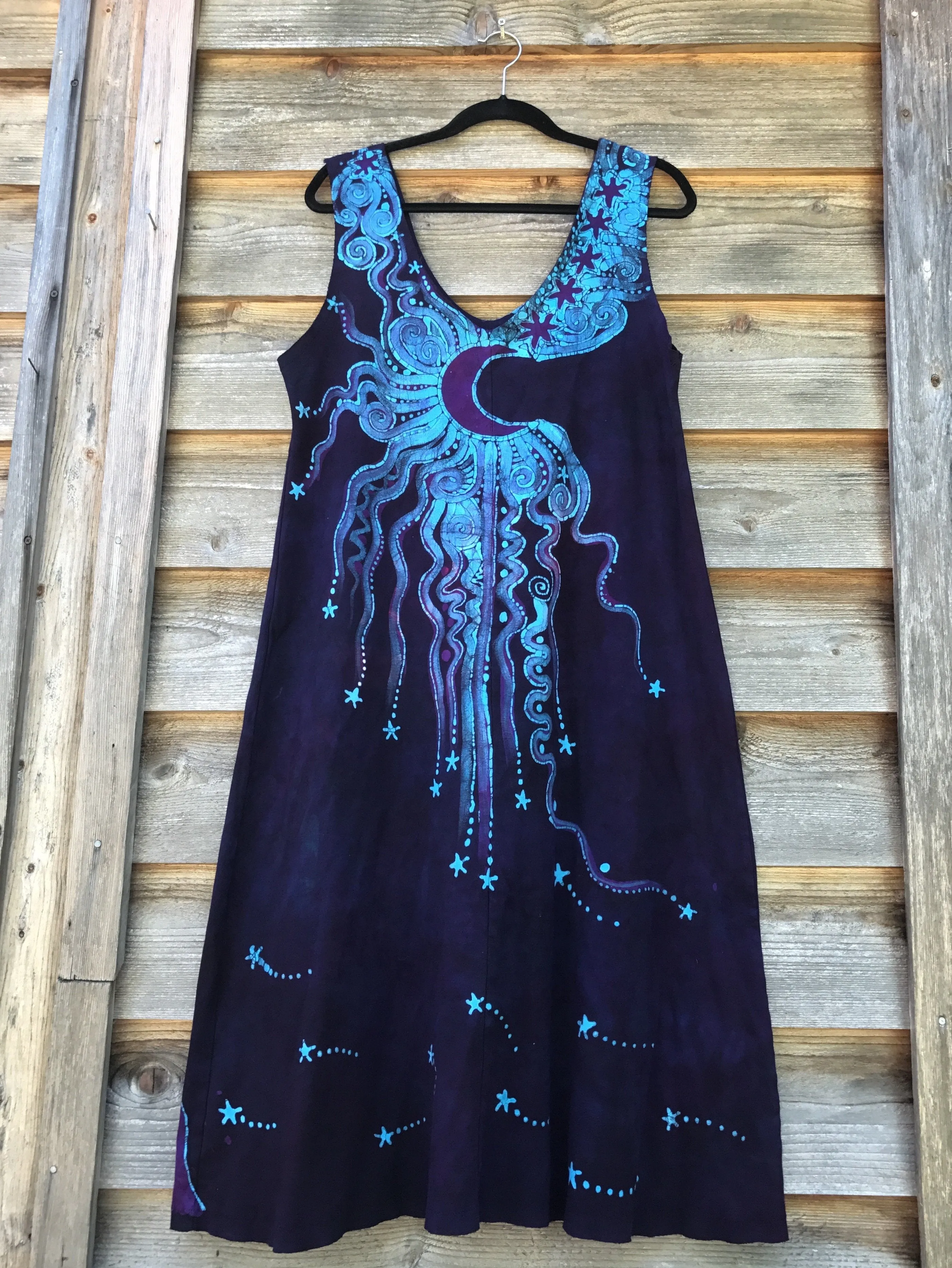 Trees Are Dancing With The Night Sky Batikwalla Dress in Organic Cotton - Size Large