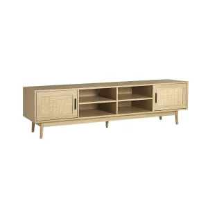 TV Cabinet Entertainment Unit Storage Cabinets Rattan Wooden 180CM