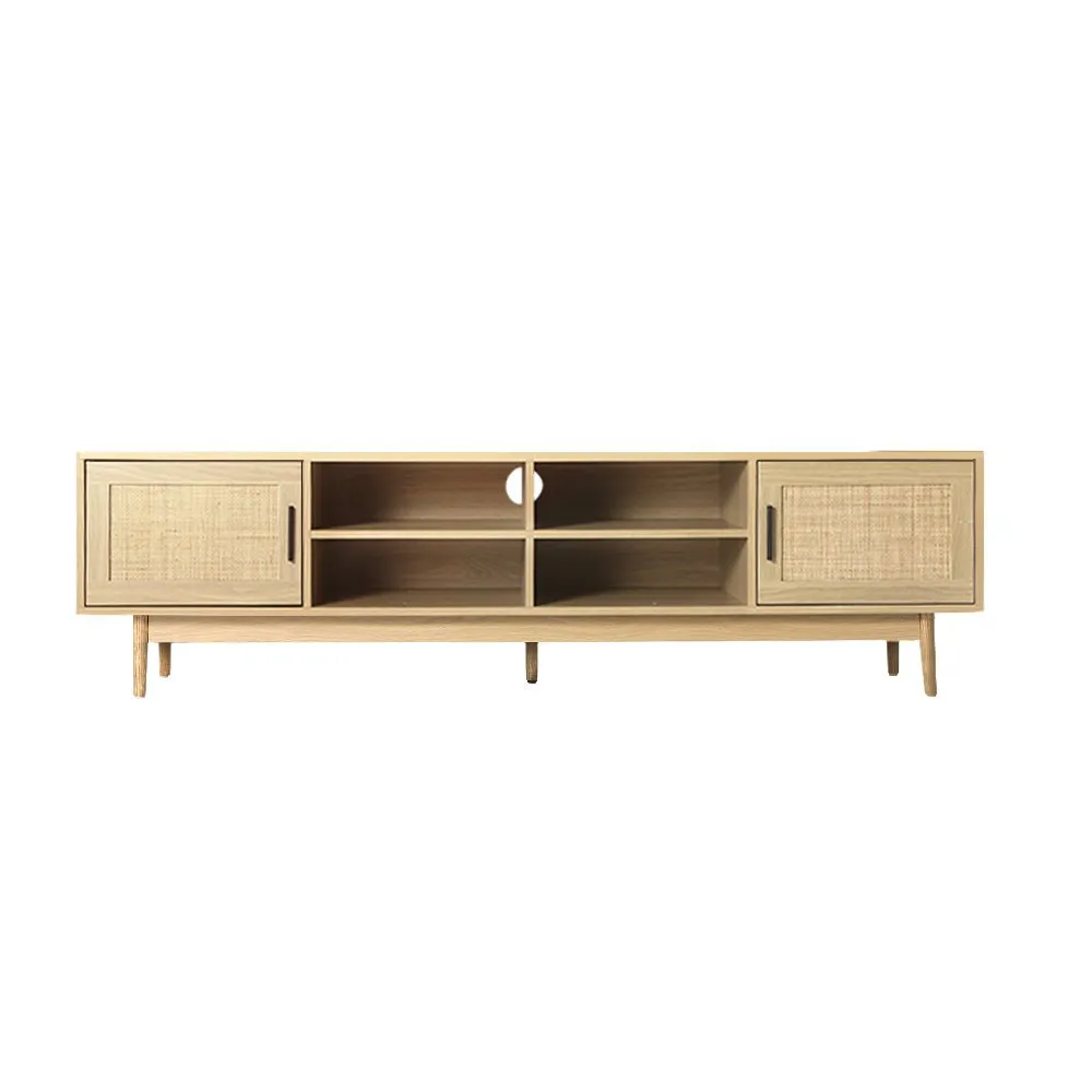 TV Cabinet Entertainment Unit Storage Cabinets Rattan Wooden 180CM