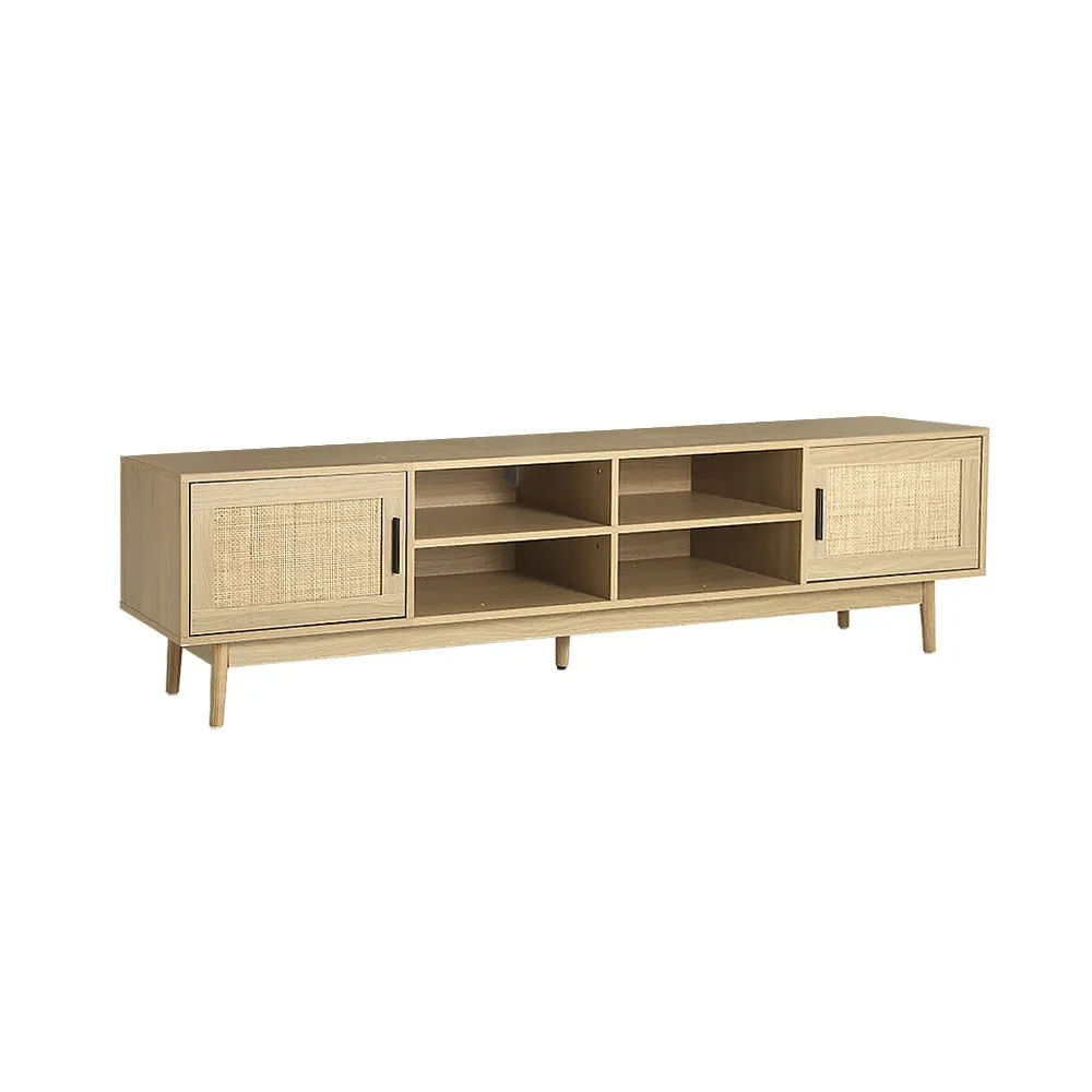 TV Cabinet Entertainment Unit Storage Cabinets Rattan Wooden 180CM