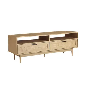 TV Cabinet Entertainment Unit TV Stand Wooden Rattan Storage Drawer 140CM