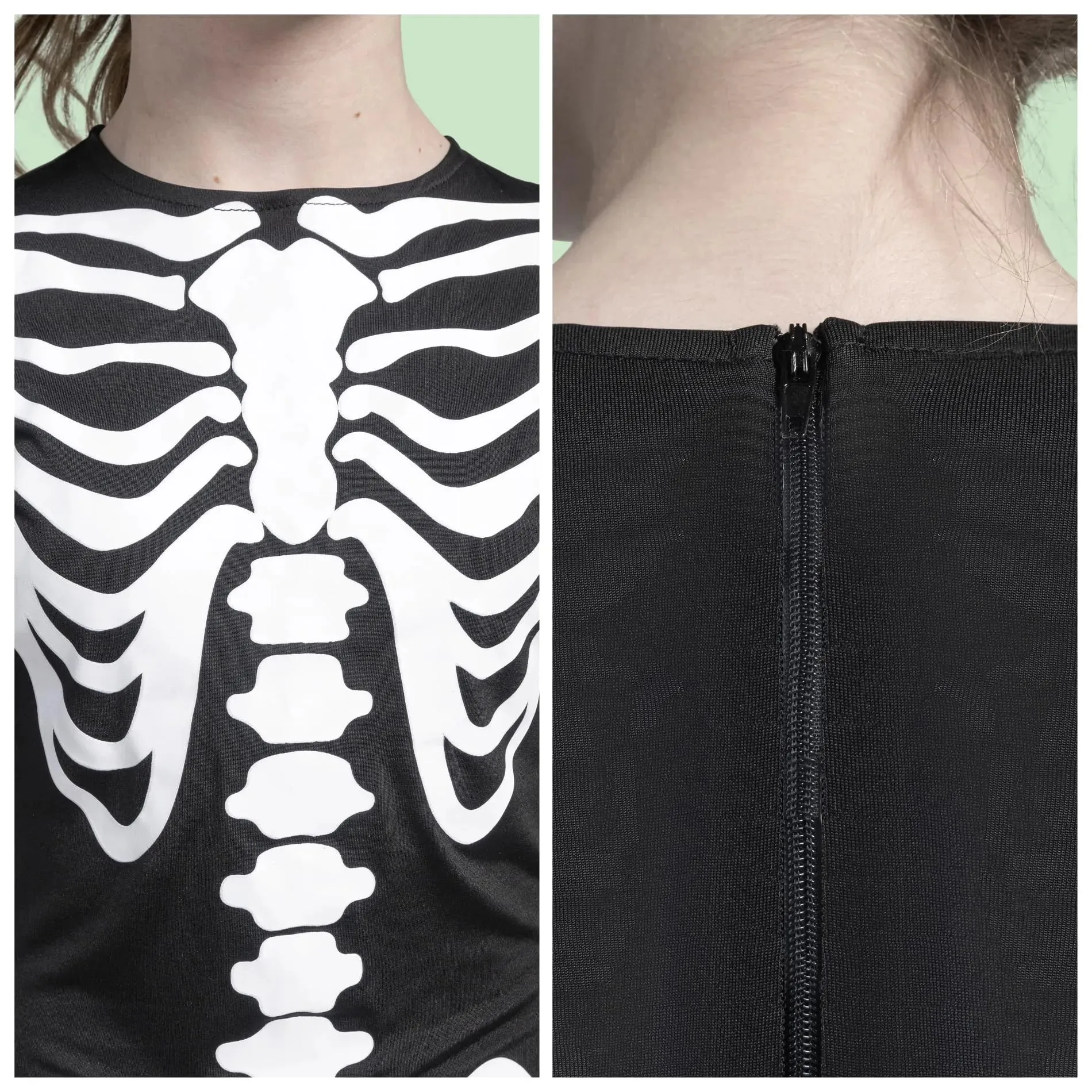 Unisex Kids Skeleton Glow in the Dark Jumpsuit with Gloves Costume