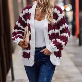 Uniwim sambas outfits New Autumn and Winter Women's Clothing Contrast Color Knitted Women's Cardigan Sweater