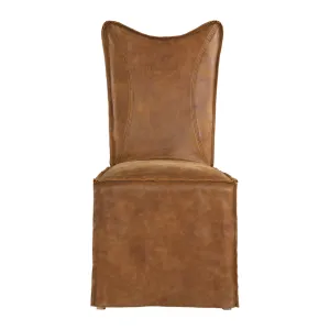 Uttermost Delroy Armless Chairs, Cognac, Set Of 2