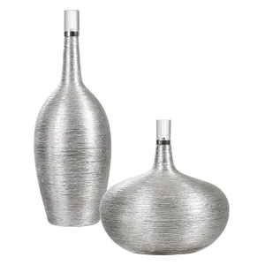 Uttermost Gatsby Silver Ribbed Bottles, S/2