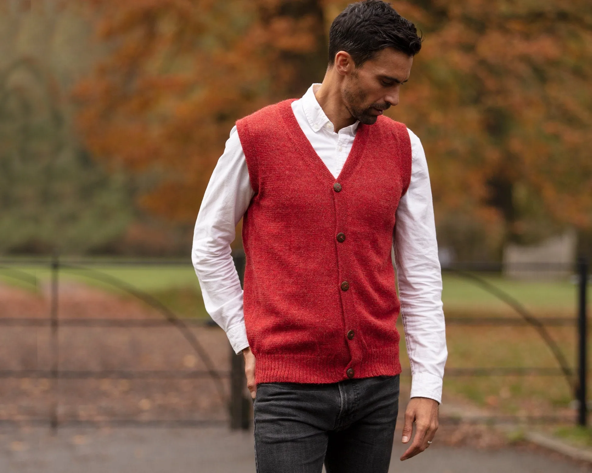 Vest waistcoat 100% alpaca wool knitted men's woollen pullover alpaca fibre knit, warm natural fibres, eco friendly gift PLASTIC FREE