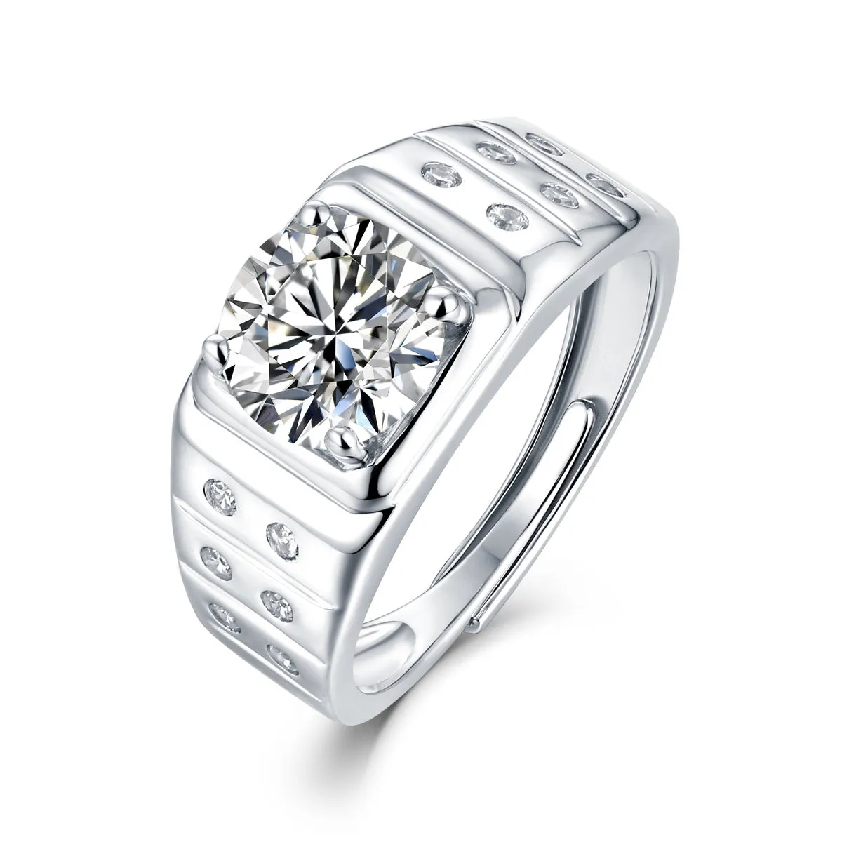 Vilette Moissanite Solitaire & Bezel Adjustable Ring