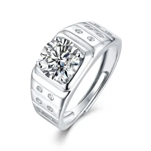 Vilette Moissanite Solitaire & Bezel Adjustable Ring