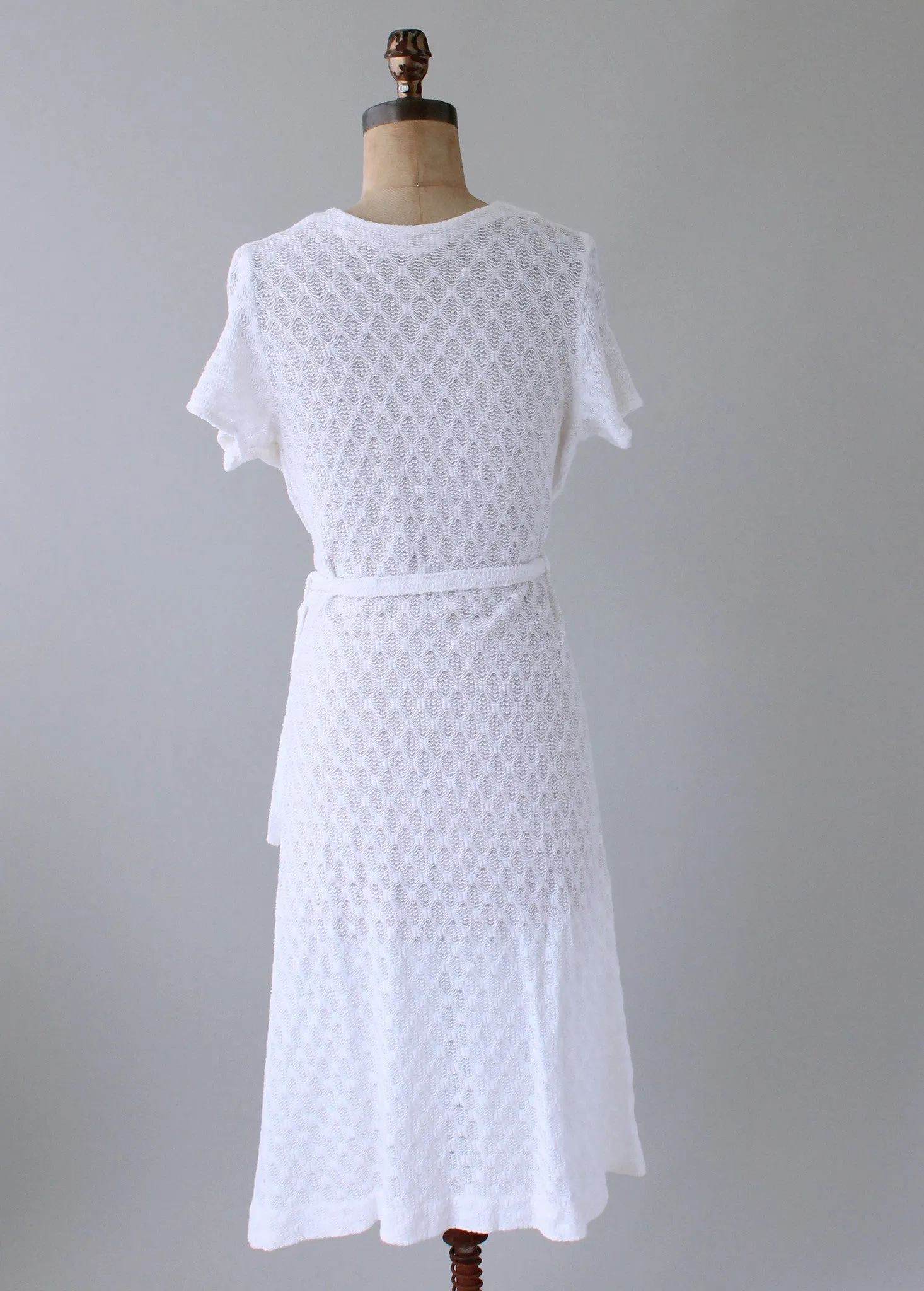 Vintage 1930s White and Blue Knit Dress