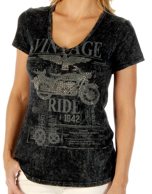 Vintage Motorcycle Ladies Shirt 7755 BS USA Grey