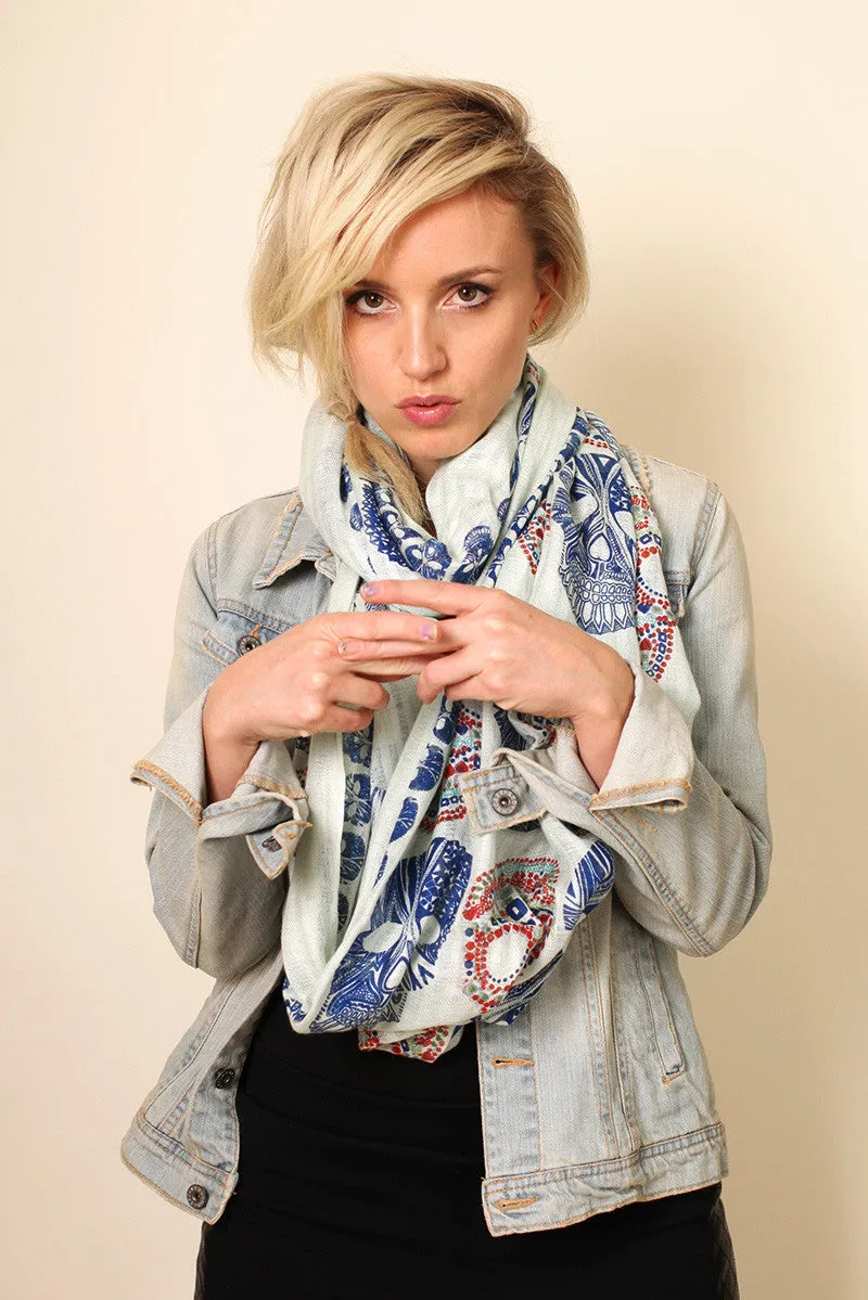 Vivian Exotic Sugar Skull Infinity Scarf