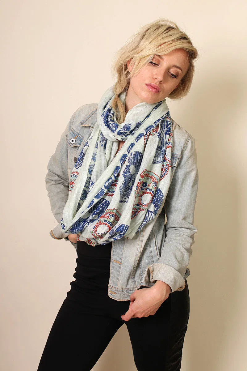 Vivian Exotic Sugar Skull Infinity Scarf