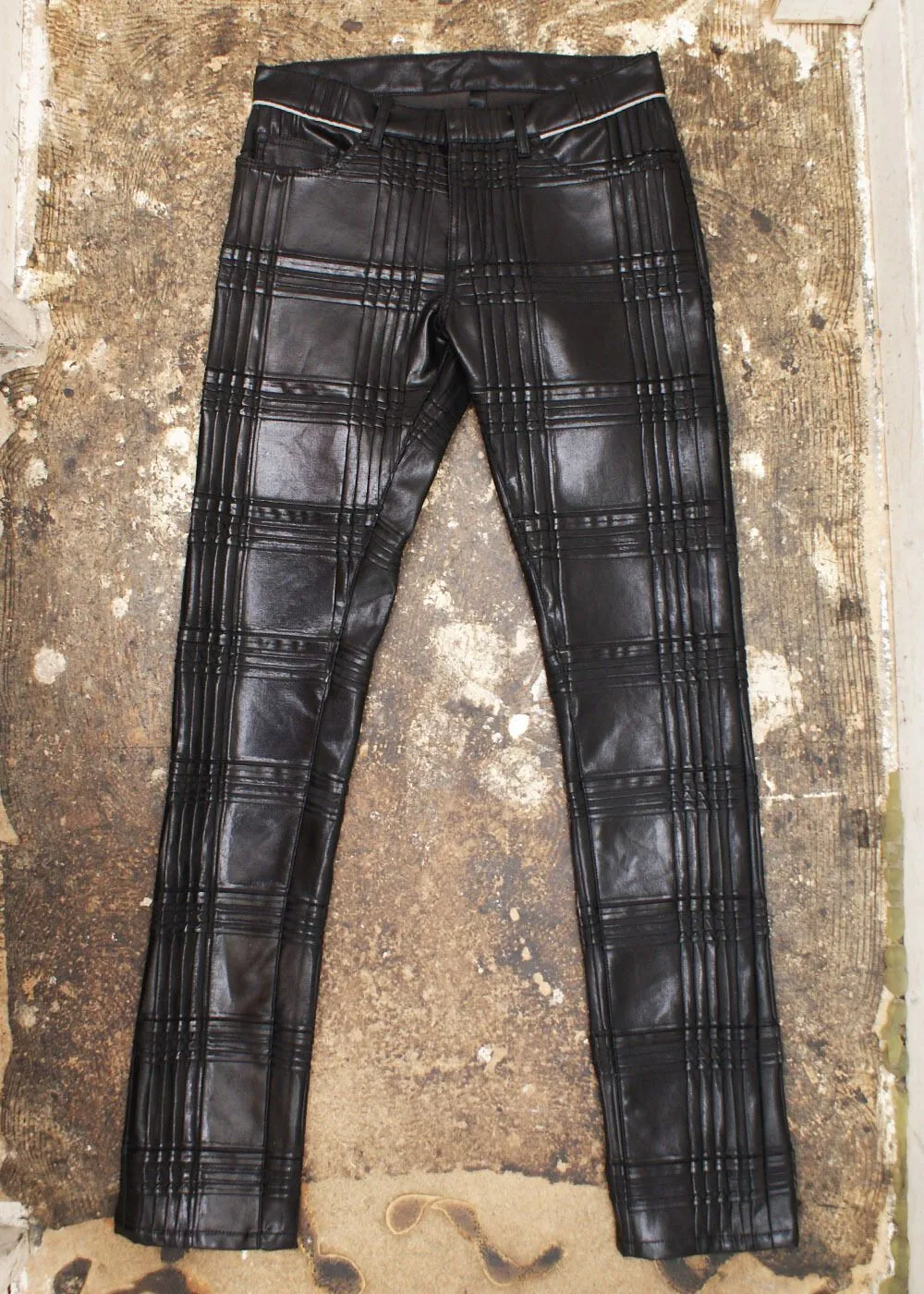 Wax Coated Cotton Pleated Trousers Black