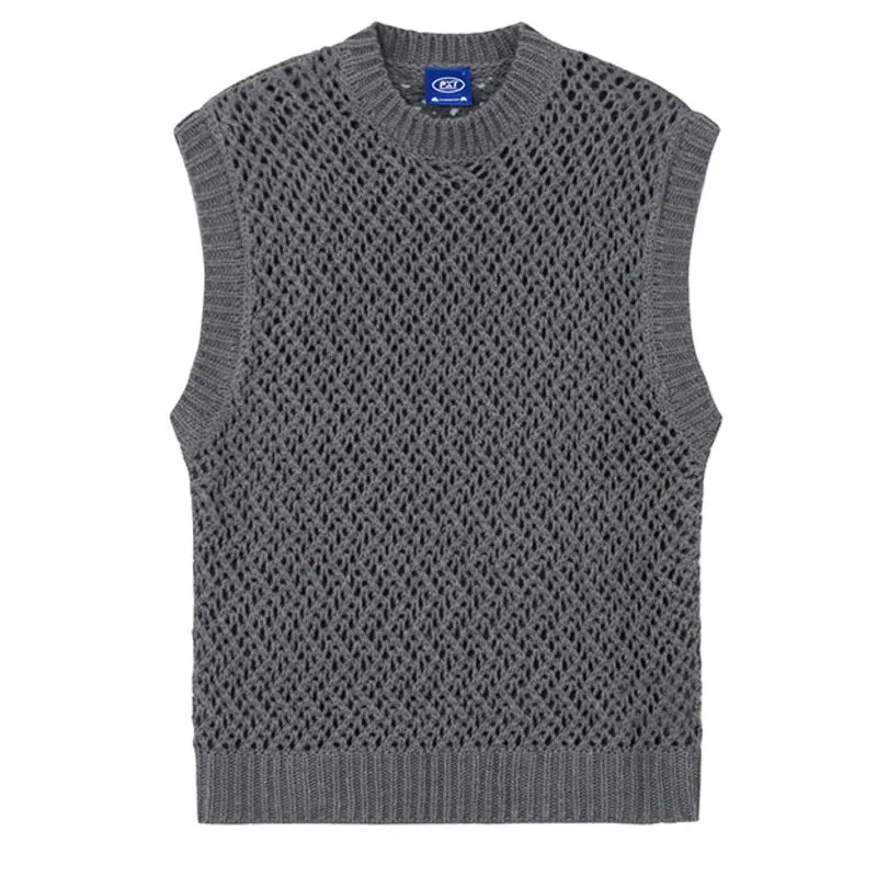 WIAOFELLAS  -  Crew Summer Neck Short Waistcoat Loose Casual Off Shoulder Sleeveless Kintted Vest Men's And Women's Sweater Vest 2Y8102