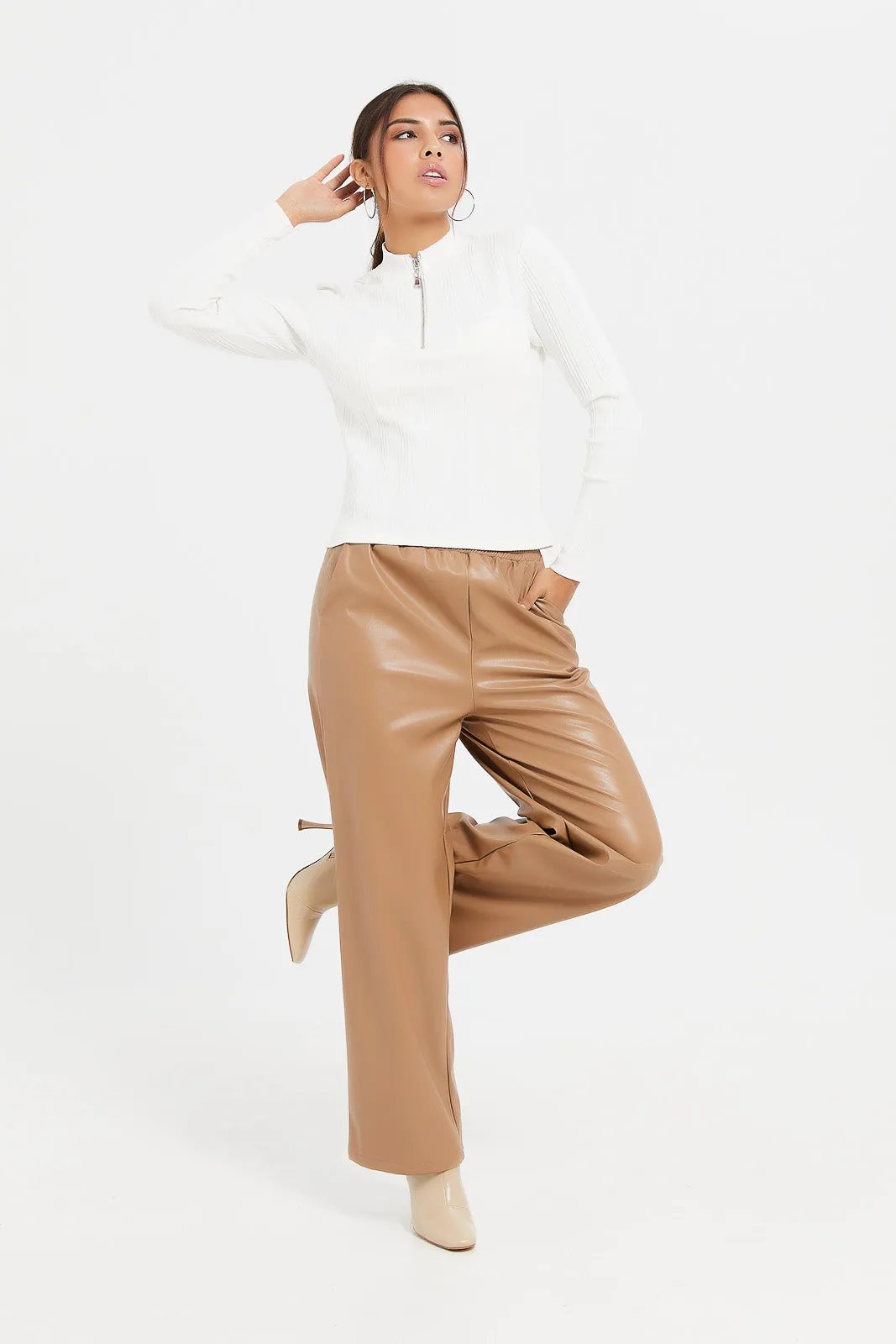 Women Beige Trouser