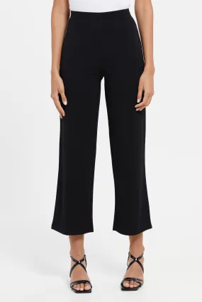 Women Black Plain Elasticated Trouser